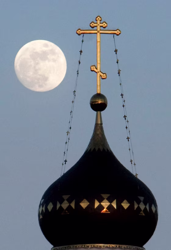 Image: full moon stands over an Orthodox