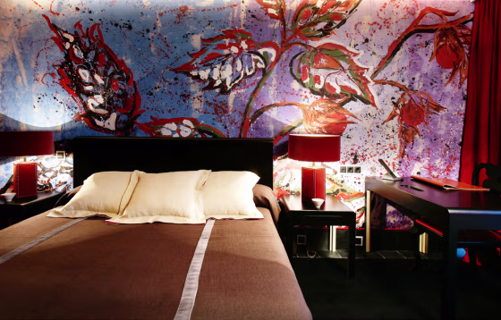 No fewer than 18 architectural and design firms representing 13 nationalities were involved in the construction of the 342-room, five-star Hotel Puerta America that's 20 minutes by car from downtown Madrid.