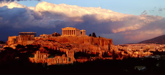 Image: The ancient Parthenon temple,  in the Acropolis hill.