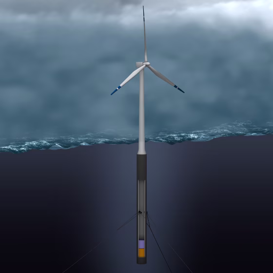 This artist's concept shows the proposed floating wind turbine.