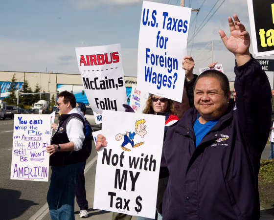 Image: Boeing tanker protest