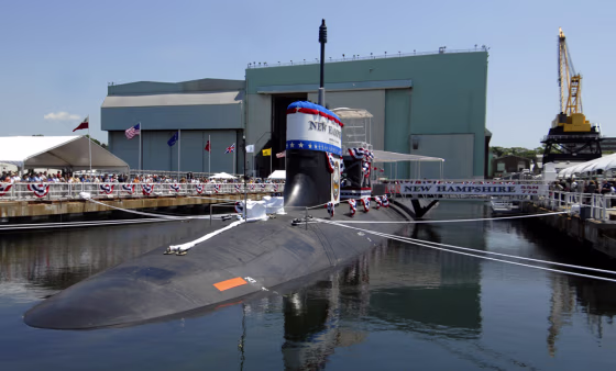 The 7,800-ton, 337-foot nuclear-powered attack submarine New Hampshire awaits christening ceremonies in Groton, Conn., on&nbsp;Saturday. It's the third boat to carry the name of the Granite State.
