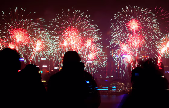 Image: Photographers take pictures of fireworks