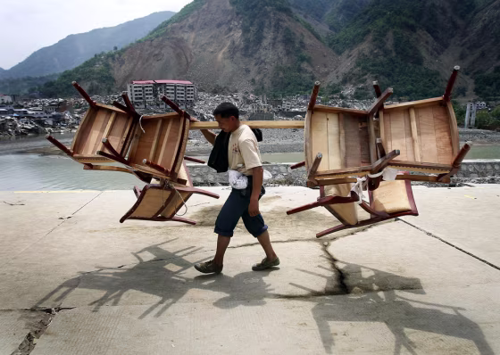 Image: Earthquake survivor in Beichuan county, China.