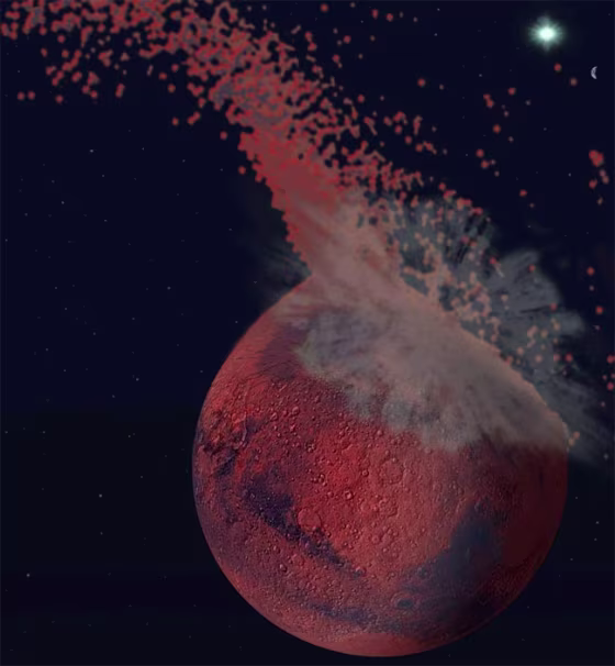 Image: Artistic representation of a giant impact on Mars