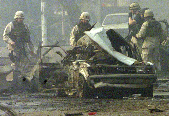 U.S. ARMY TROOPS SECURE SCENE OF BLAST OUTSIDE BAGHDAD HEADQUARTERS