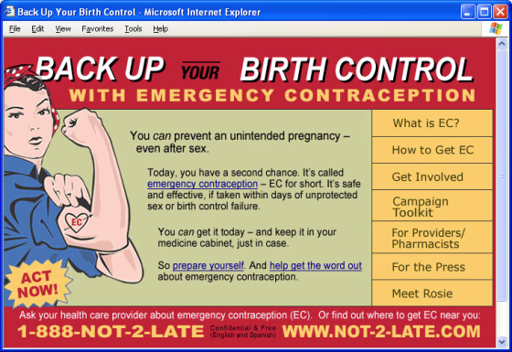 On-line awareness campaign ad sponsored by 100 medical and women's health advocacy groups.