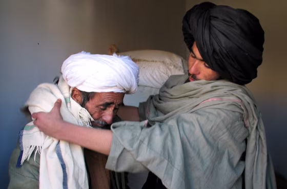 Ismail Agha, 15, right, and his father Hayatullah, 60. The boy returned home to Afghanistan last week after being released from Guantanamo&nbsp;U.S. military base, Cuba, where he was held for&nbsp;more than a&nbsp;year.