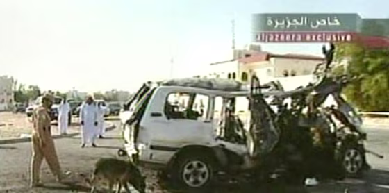 Former Chechen President Zelimkhan Yandarbiyev died when his car, seen here, reportedly exploded in Doha, Qatar, on Friday.