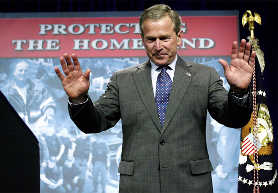 Bush is introduced prior to his Patriot Act speech Monday. 