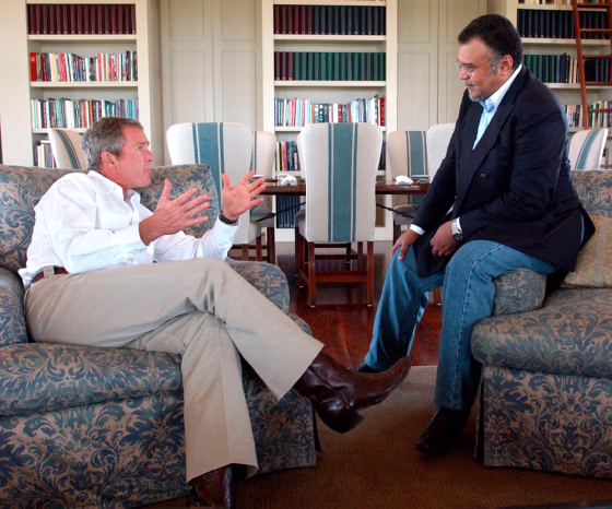 PRESIDENT BUSH MEETS WITH SAUDI ARABIAN AMBASSADOR PRINCE BANDAR IN TEXAS