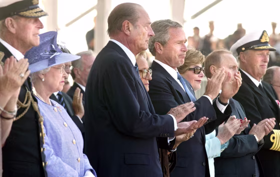 BUSH PRINCE PHILIPP QUEEN ELIZABETH CHIRAC BUSH HARALD V PUTIN