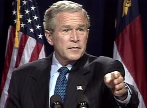 President Bush, campaigning Wednesday in Raleigh, N.C.,&nbsp;attempts to draw a distinction between&nbsp;Vice President&nbsp;Dick Cheney's record of public service and that of Sen. John Edwards.