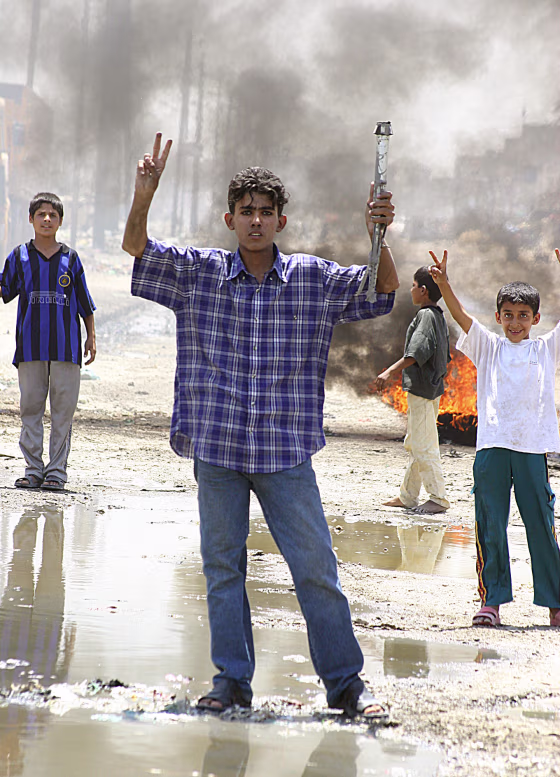 Iraqi youth in Sadr City last month