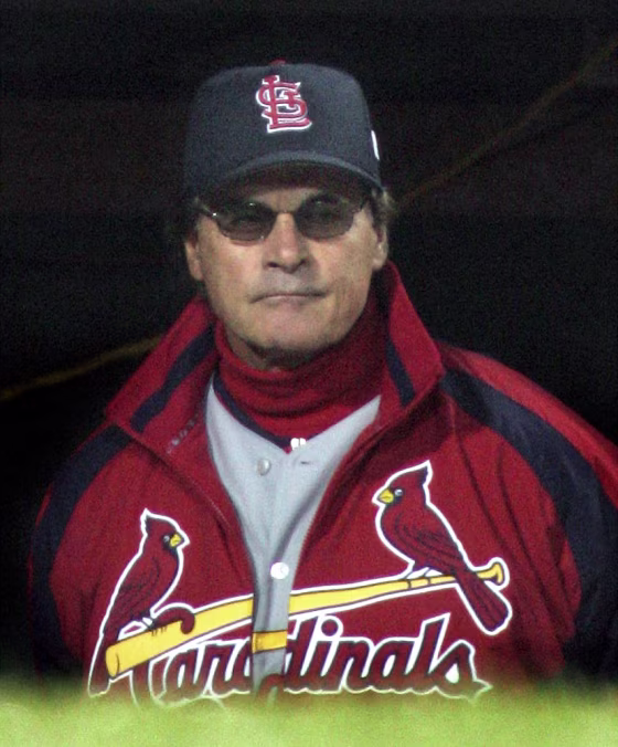 Cardinals manager LaRussa looks on during ninth inning in Game 2 loss to the Red Sox in World Series