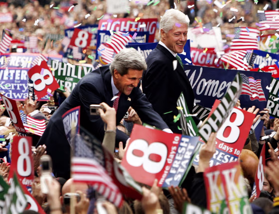 At a Philadelphia rally with Kerry, Clinton accused Repubicans of using scare tactics.
