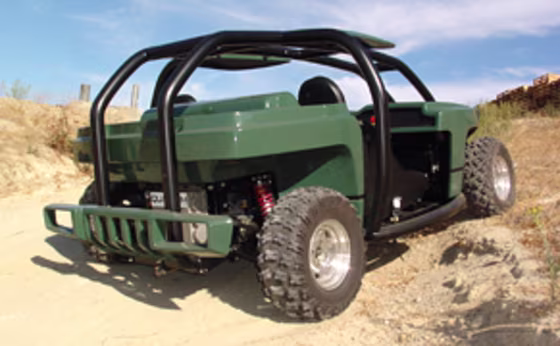 Dubbed the Aggressor, this off-road vehicle built for the U.S. Army runs on hydrogen and a fuel cell stack.