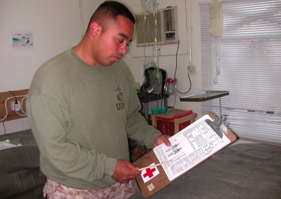 Navy Corpsman Jose Ramirez, 26, of San Antonio, Texas, helped troops injured in the battle for Fallujah. 