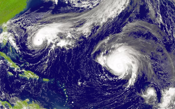 NOAA satellite image shows Hurricanes Jeanne and Karl and Tropical Storm Lisa