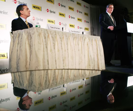 Company officials speak at Sprint Nextel press conference in New York