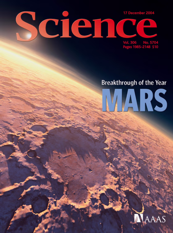 The cover of the journal Science recognizes the findings about ancient Martian water, sent back by NASA rovers, as the top "breakthrough of the year."