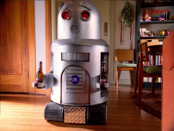 This image from an Anheuser-Busch advertisement shows a robot carrying bottles of beer.&nbsp;The beer maker has 10 commercials in this year's Super Bowl.