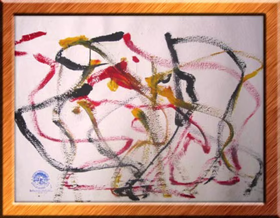Paper made from elephant dung was used for this and other artwork done by elephants at the Thai Elephant Conservation Center.&nbsp;A six-year-old&nbsp;named Pong painted this piece, titled Peaceful Circle, which the center is selling for $80.