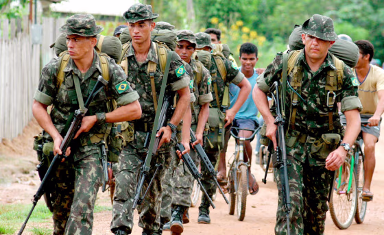 Brazilian soldiers arrive Thursday in Anapu after a&nbsp;U.S. nun, Sister Dorothy Stang,&nbsp;was shot to death last weekend.
