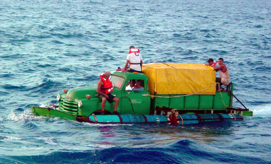The Grass family and several other&nbsp;Cuban migrants attempted to cross the Straits of Florida on&nbsp;July 16, 2003, in a boat fashioned out of a 1951 Chevy pickup,&nbsp;driving it within 40 miles of the United States before they were found by the U.S. Coast Guard and returned to Cuba.