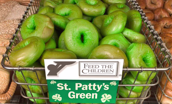 2ND ANNUAL GREEN BAGEL FUNDRAISER; BRUEGGER'S TO RAISE A LIL' DOUGH FOR FEED THE CHILDREN