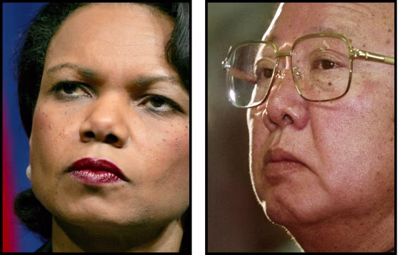 Rice, left and Kim Jong Il