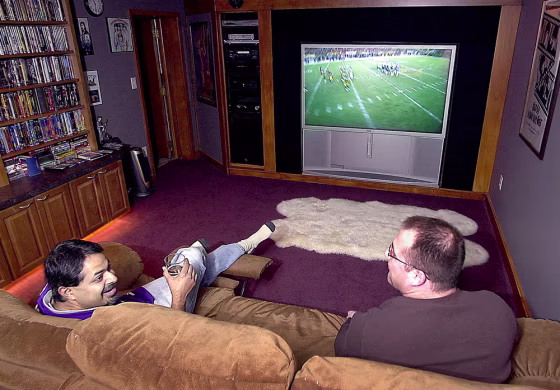 Big picture, big sound, DVD players, and lots of cables -- the living room of today.
