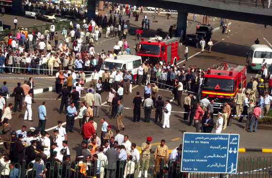 The site where an explosion occurred in Cairo, Egypt, is seen here on Saturday. 
