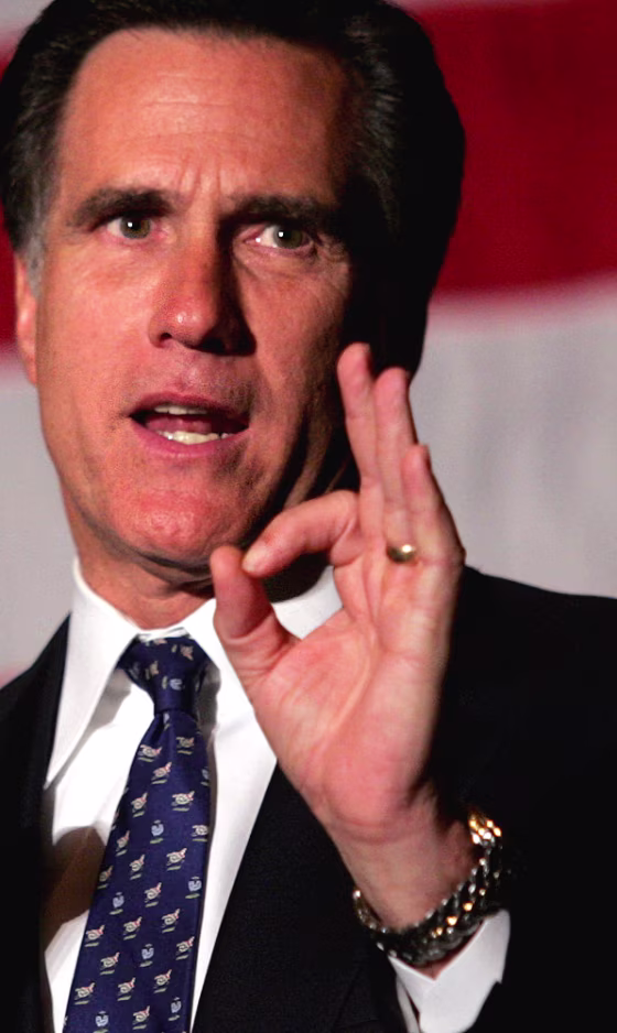 Massachusetts Governor Mitt Romney speaks at a fundraiser for the Republican Party of Orange County in Irvine Calif.,&nbsp;last Friday.