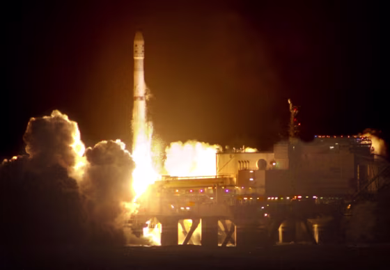 A Sea Launch rocket lifts off Thursday from the Odyssey launch platform in the Pacific Ocean, carrying an Intelsat communications satellite into orbit.