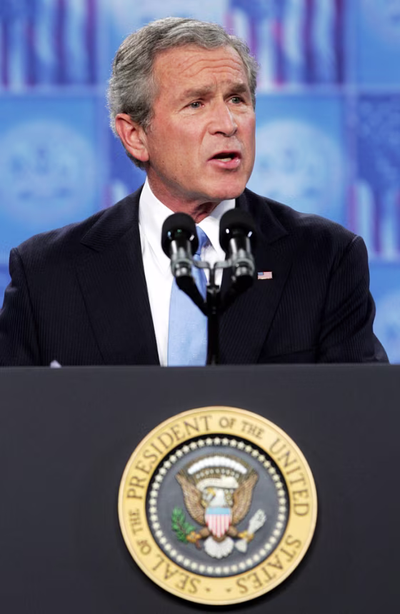 US President George W. Bush delivers a t