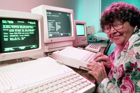 Francisca Middleton with Apple IIc