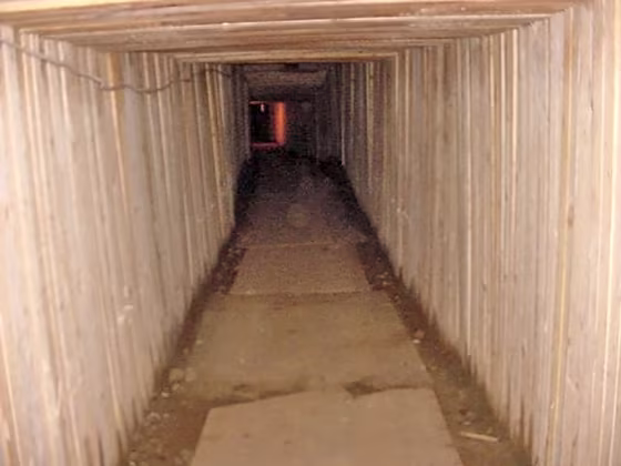 Handout photo shows tunnel dug by drug traffickers under US-Canada border in Aldergrove, British Columbia
