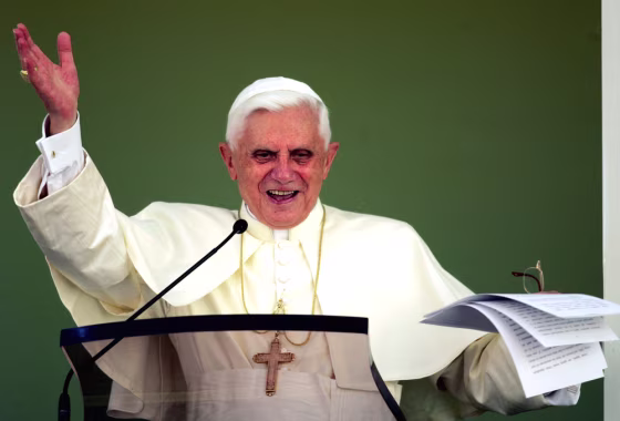 Pope Benedict XVI delivers his Angelus prayer from the window of his Castel Gandolfo summer palace, on the outskirts of Rome, on&nbsp;Sunday.