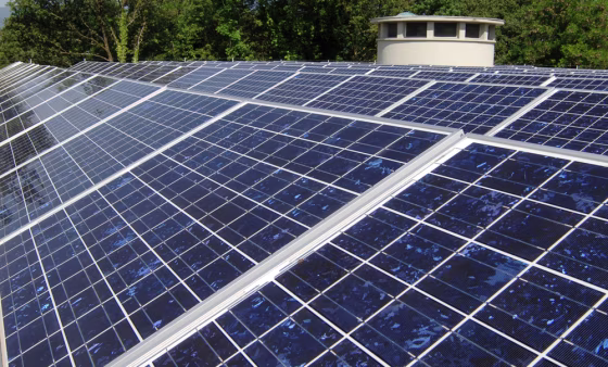 Rows of photovoltaic cells which make up