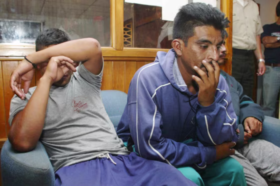 Pedro Diaz (R) one of the nine survivors