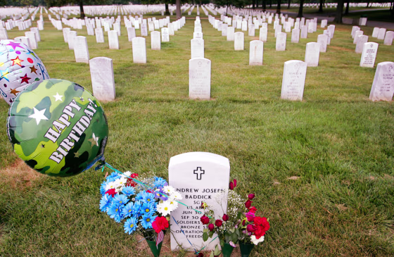 Martell's makes markers like this one, adorning the grave of a fallen American soldier at Arlington National Cemetery in Arlington, Va.