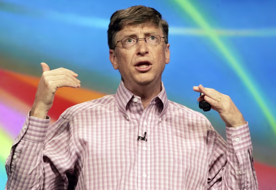 Microsoft chairman Bill Gates speaks to software developers in Los Angeles
