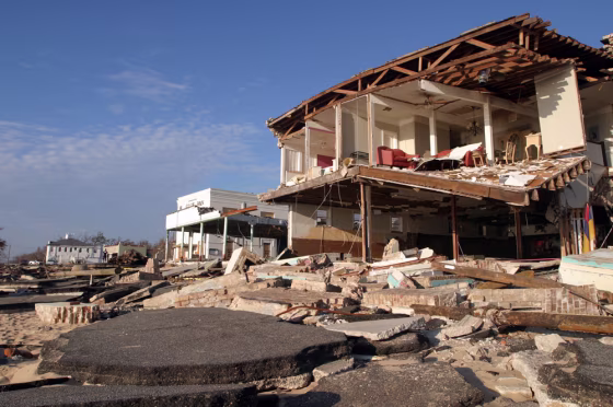 The formerly picturesque beachfront in Bay St. Louis, Miss., was ripped to shreds by Hurricane Katrina.