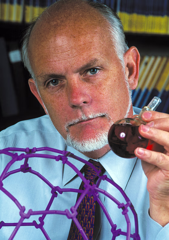 Rice University professor Richard Smalley won a share of the 1996 Nobel Prize in chemistry for discovering buckminsterfullerenes, 60-atom carbon molecules that are arranged in a hollow spherical shape. Rice announced that Smalley died Friday at the age of 62 after a long battle with cancer.