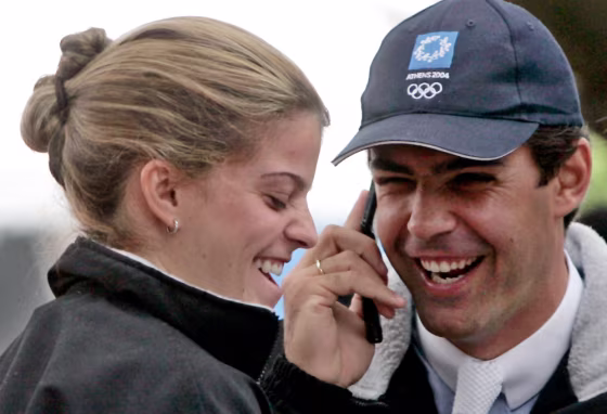 Athina Roussel Onassis smiles next to her Brazilian boyfriend Miranda Neto in Rio de Janeiro
