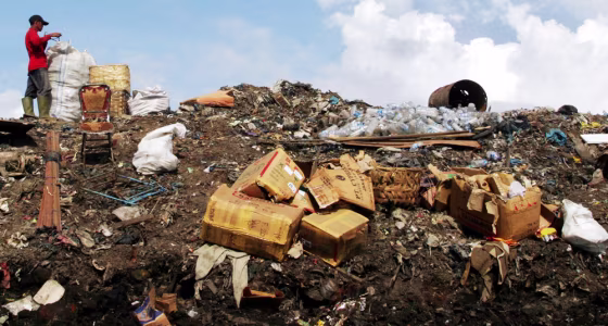 WORKER SORTS DEBRIS