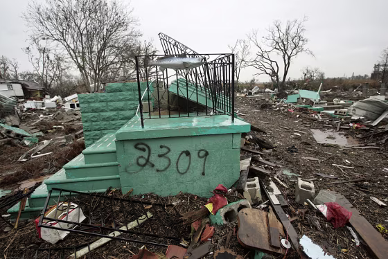 Remnants of homes destroyed by Hurricane Katrina are seen in St. Bernard Parish, La. on Dec. 17, 2005. The government plans a large-scale demolition project in the area to knock down ruined houses.