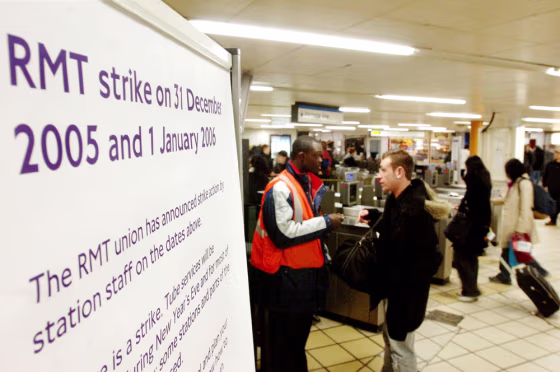 A sign at Victoria underground Station in London warns passengers of possible disruption to services Saturday. Hundreds of thousands of London's New Year's Eve revelers faced transport chaos on Saturday as underground rail station staff staged a 24-hour strike on one of the busiest nights of the year.