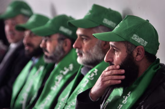 Members of Hamas, an Islamic group that has called for the destruction of Israel, attend a rally in the southern West Bank town of Idna on&nbsp;Jan. 11.